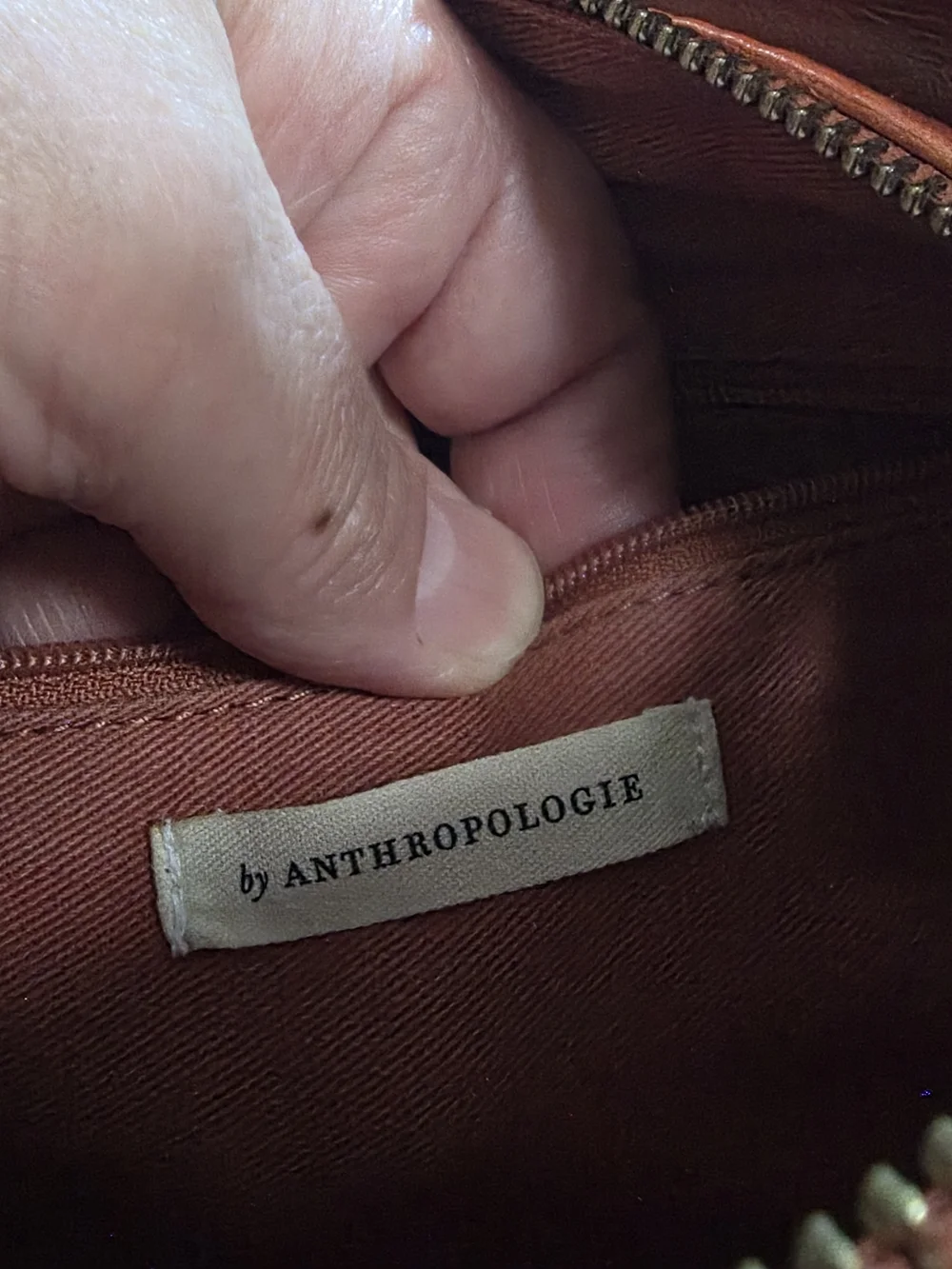 Antropologie Julien Leather  Crossbody Bag in Burnt Orange.